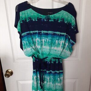 Sangria Size 6 Blue & Green Blousy Dress